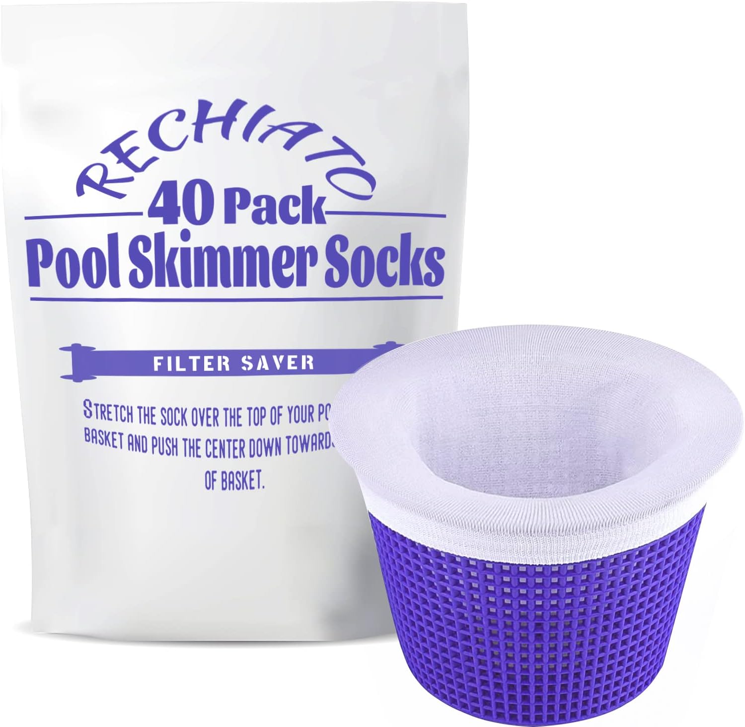 Buy RECHIATO 40 Pack Pool Skimmer Socks for Pool Filters, Filters