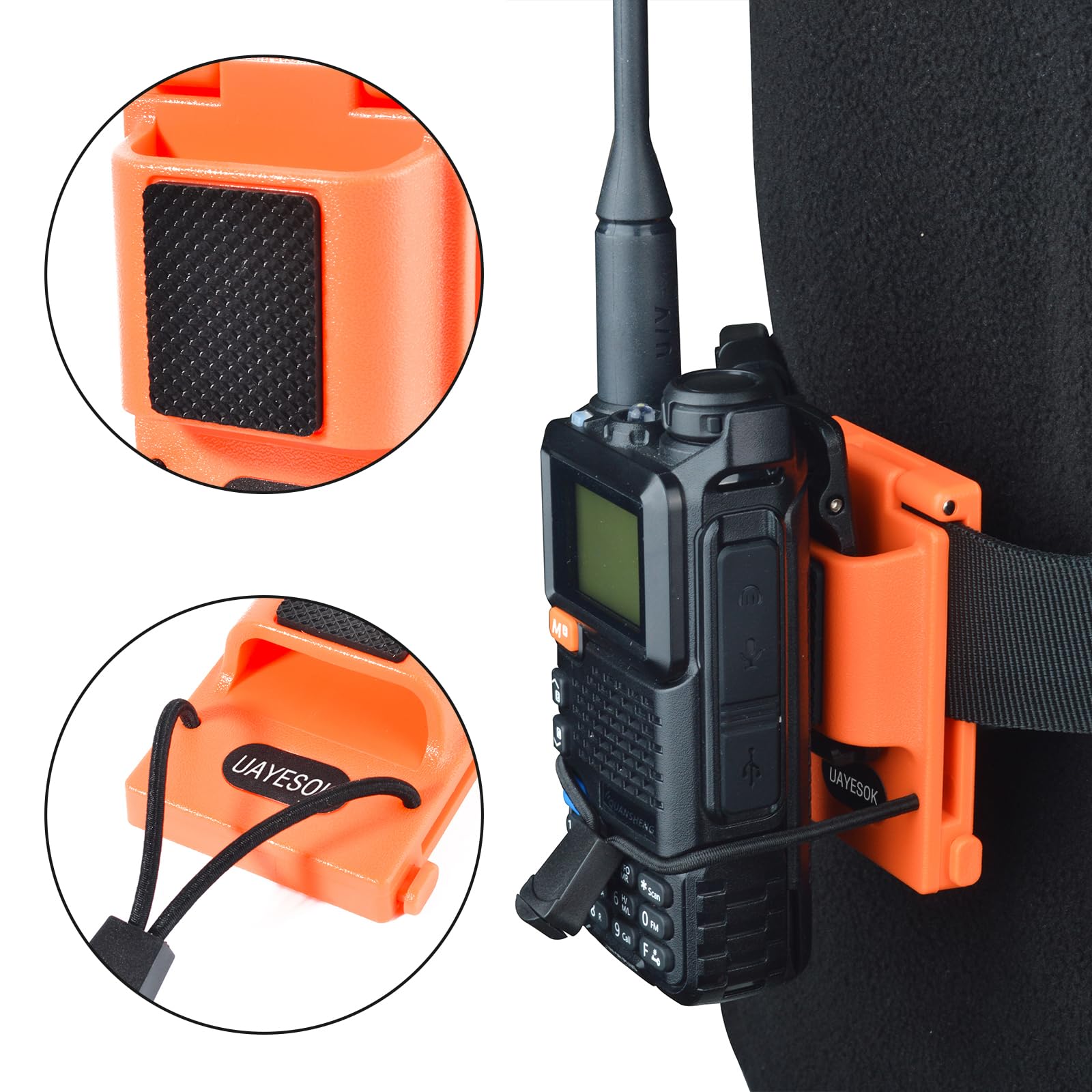 UAYESOK Support de radio universel avec clip de ceinture pour talkie-walkie - Étui tactique de police pour radio bidirectionnelle Kenwood Motorola Baofeng Quansheng Icom Midland (orange)