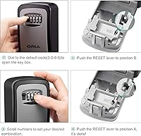 Vista 6 de ORIA Caja de bloqueo de almacenamiento de llaves, Caja de bloqueo de combinación de 4 dígitos, Caja de bloqueo montada en la pared, Código