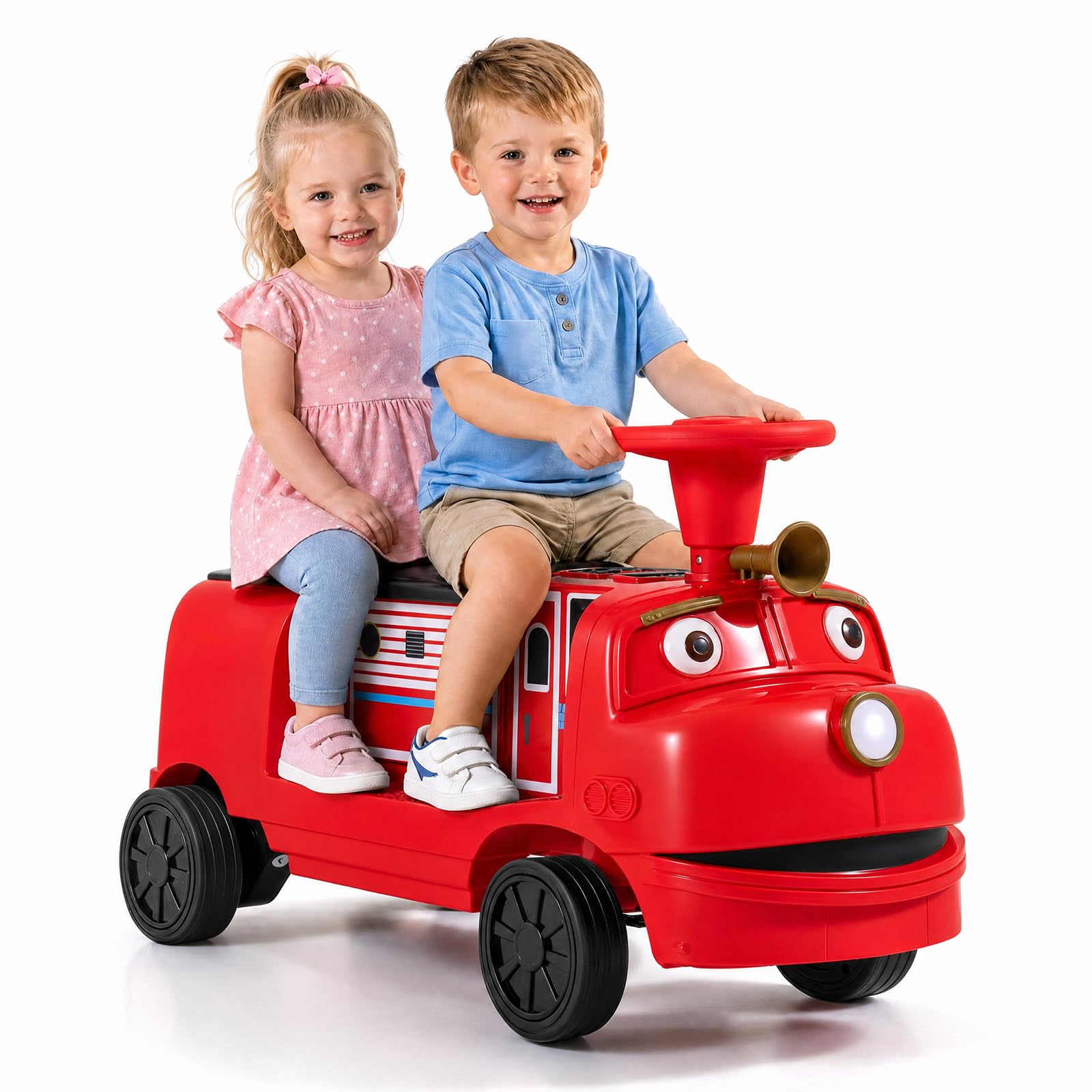 Maxmass 12V Kids Ride on Train, 2-Seater Children Electric Car (Red)