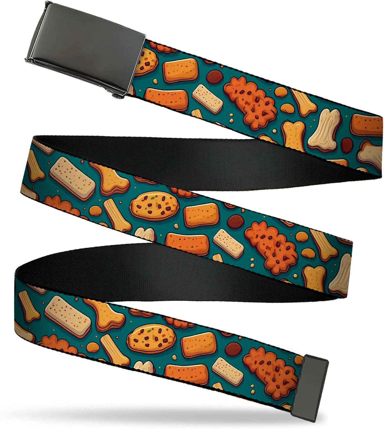 Adjustable Belt, Clamp Buckle, Cut-to-Fit, Dog Bone and Biscuit Treats Scattered Browns