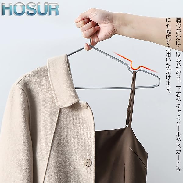 HOSUR すべらない ハンガー おしゃれ 洗濯 薄い あとがつかない 滑り止め 型崩れ防止 衣類ハンガー 洗濯ハンガー 10本組 hanger (白) - 5