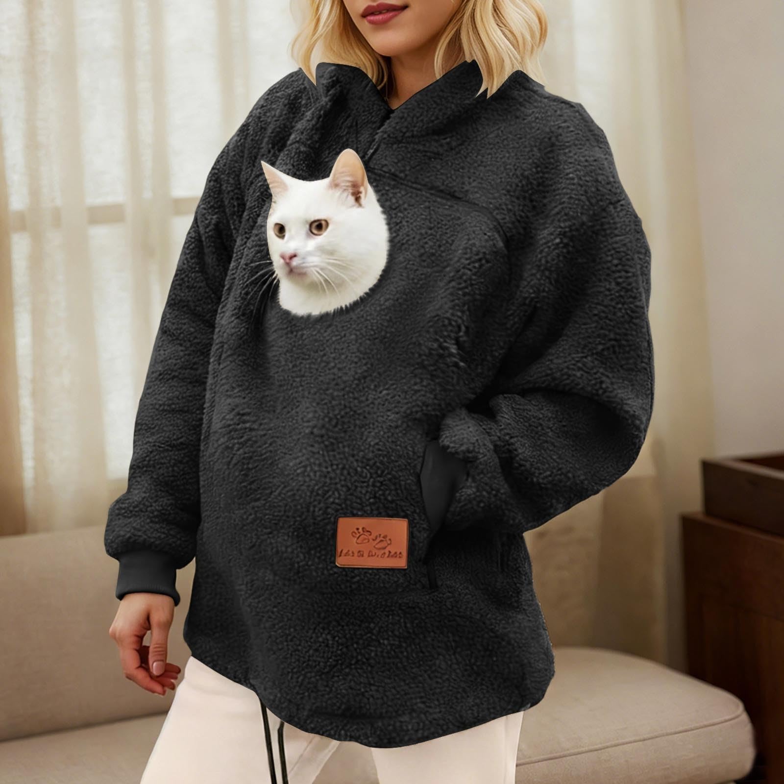 Sudadera con capucha para mujer, algodón, con capucha, corte regular, flexible, bolsillo canguro, capucha ajustable, informal, primavera, suave, sudadera deportiva, estilo moderno, A100