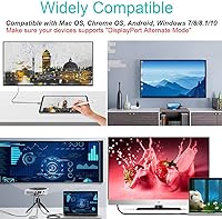 Vista 7 de Cable USB C a VGA de 6 pies, USB tipo C (Thunderbolt 3) a VGA, resistente trenzado para dispositivos USB 3.1, compatible con MacBook Pro, iPad Pro