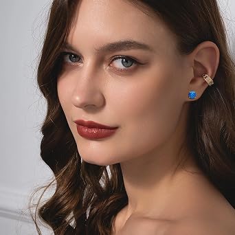 Titanium Flat Back Stud Earrings Cubic Zirconia Screw Back Earrings for Men Women Hypoallergenic Cartilage Earring Piercing Jewelry 6mm