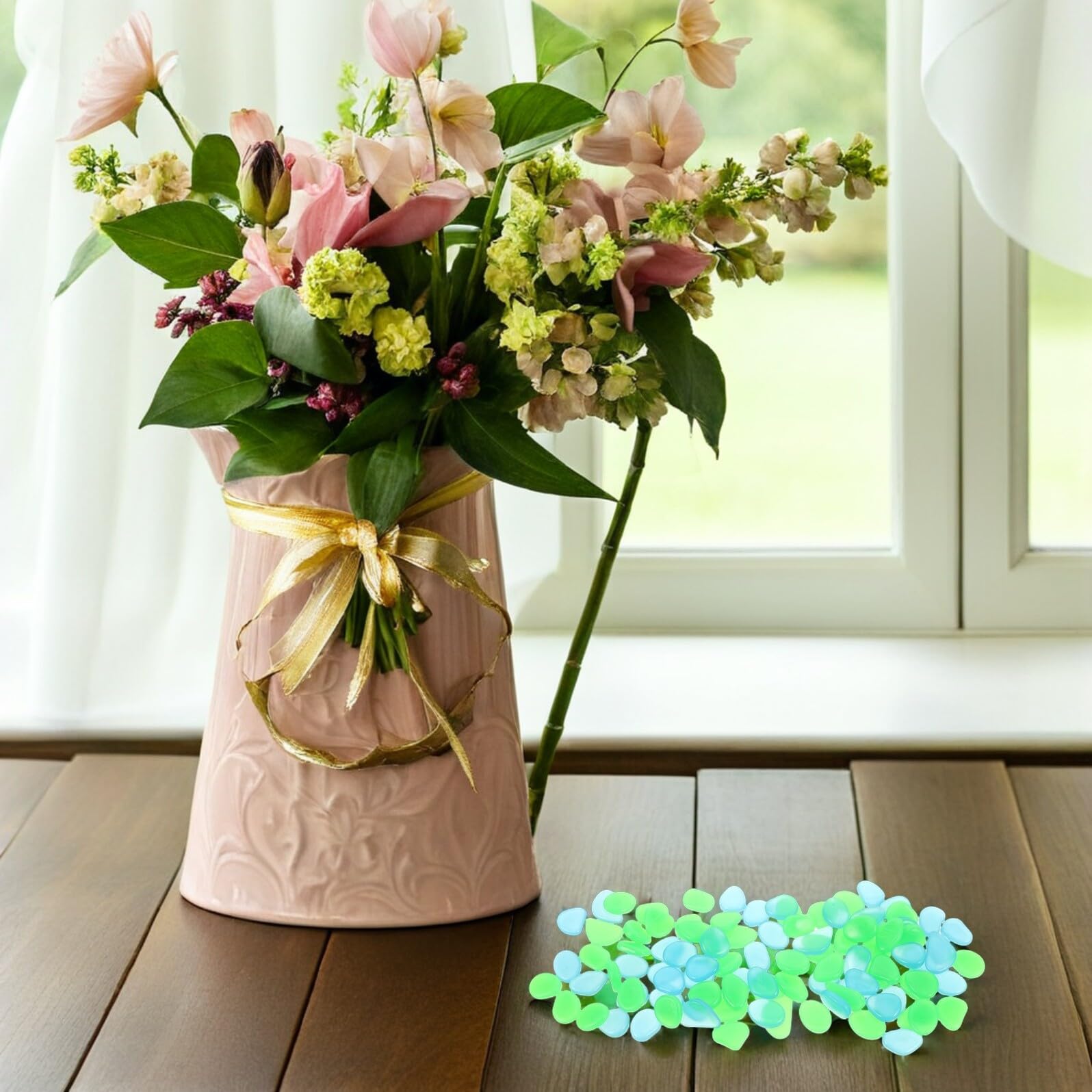 Homoyoyo 500 Pezzi Pietre Luminose per Decorazioni da Giardino e Acquari Ciottoli Decorativi in Resina 20-30 MM Ricarica Rapida Ciottoli Luminosi per Vialetti Paesaggistica e Acquario