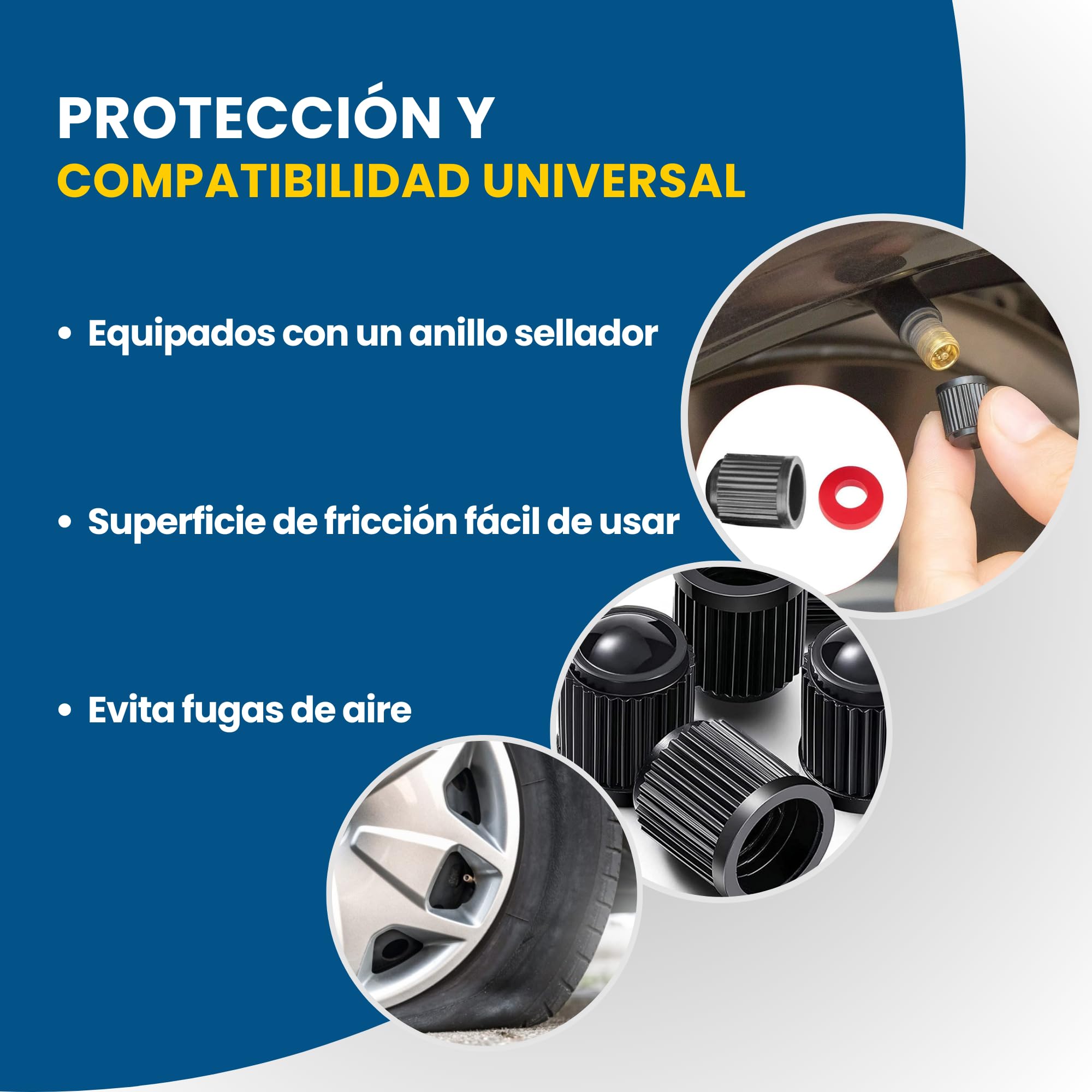 Pack de 15 Tapones para Rueda de Coche + 2 de Regalo | Tapón Universal para Válvula de Neumático, Moto, Bicicleta o Patinete | Anillo Sellador Antifugas para Protección Total — view 3