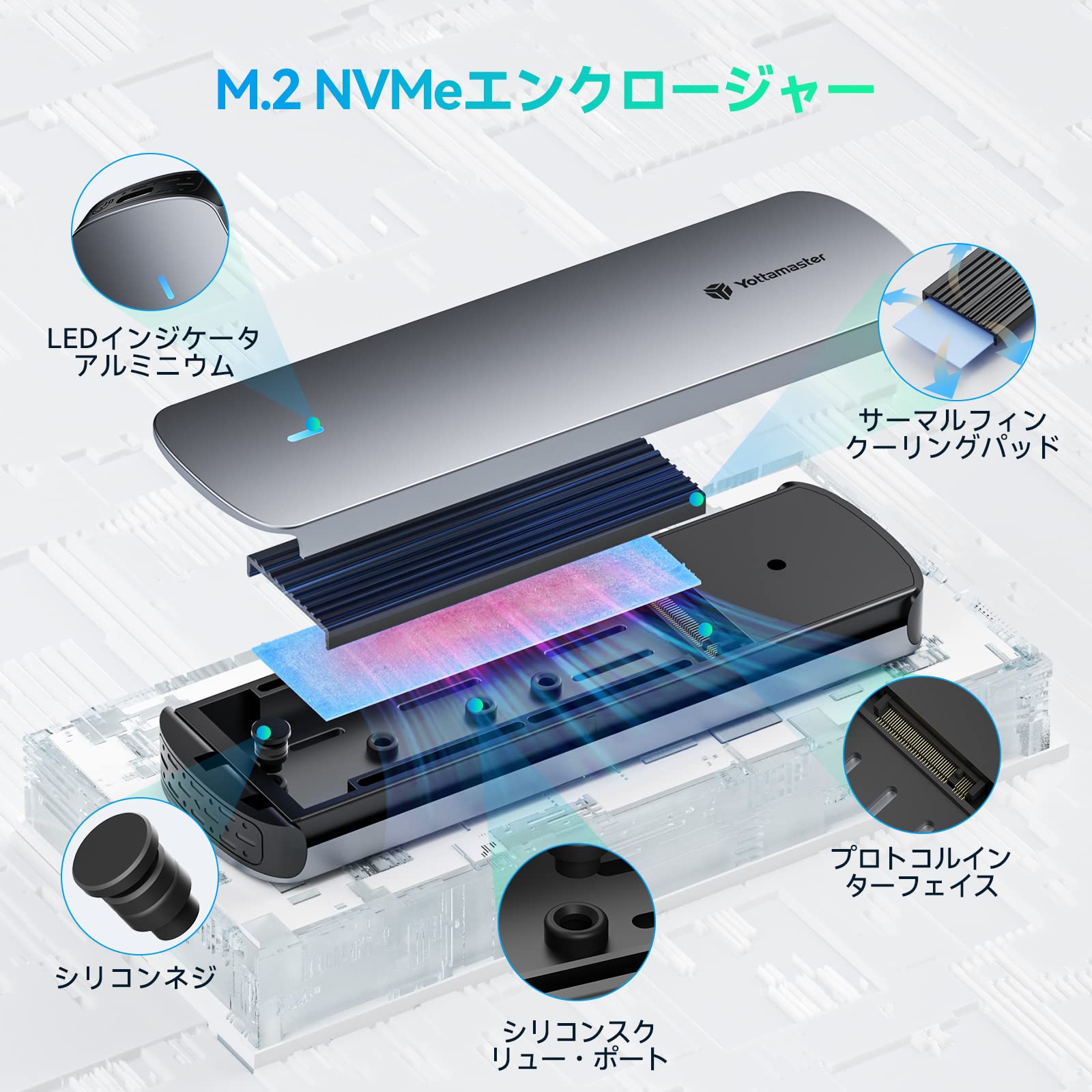 Amazon.co.jp: Yottamaster M.2 SSD 外付けケース NVMe SATA 両対応