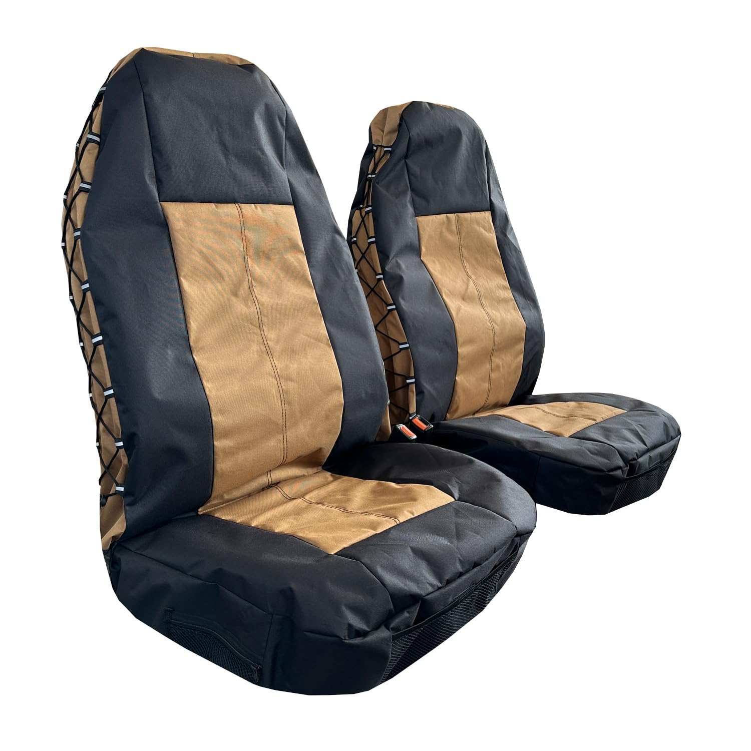 SEAKOMOTO Canvas stoelhoezen voor vrachtwagens Jeep Wrangler JL/JK/TJ/YJ 2-deurs/4-deurs, universele tactische meerdere zakken voorset beschermers zwart grijs