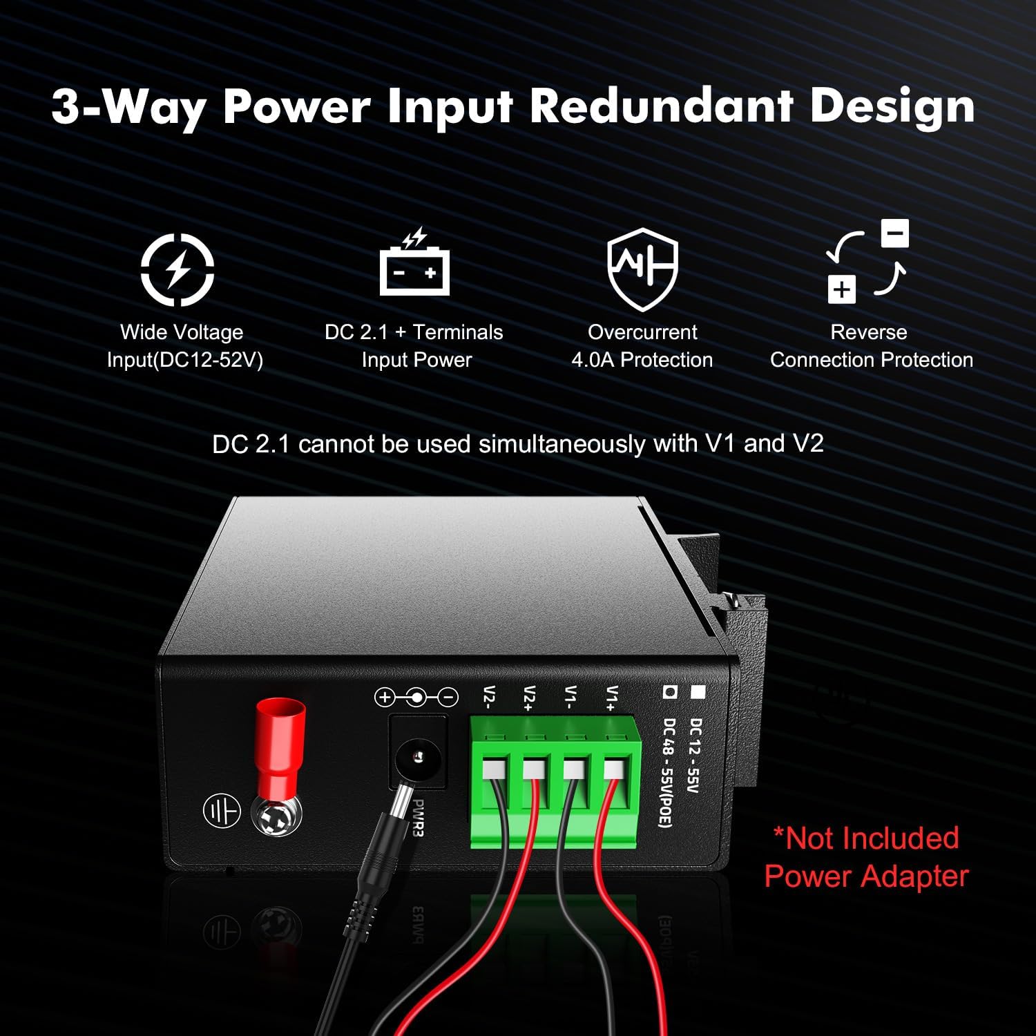 MokerLink 5 Port Industrial Din Rail Gigabit Switch, 4 x 100/1000Mbps Ports, 1 Gigabit Uplink, Mini Size, Metal DIN-Rail & Wall Mount Ethernet Switch