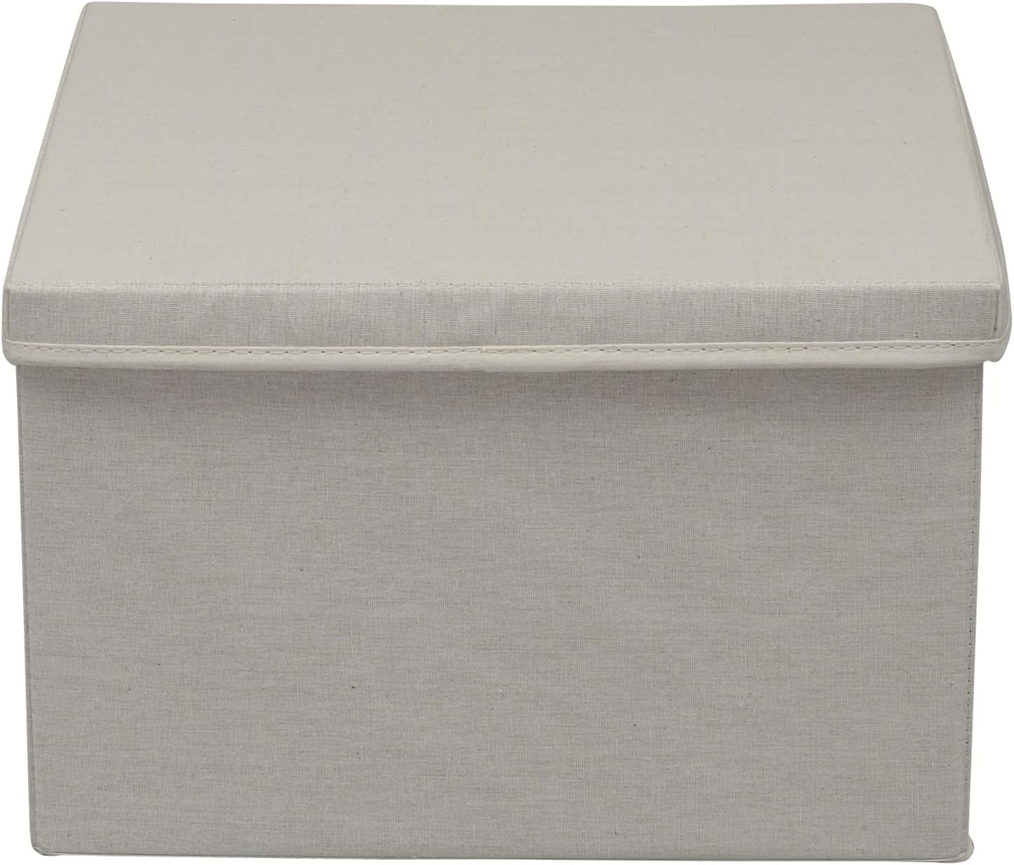 Household Essentials Square Storage Box with Lid with Breathable Poly‑Cotton Canvas and Reinforced Sides, Cream Finish