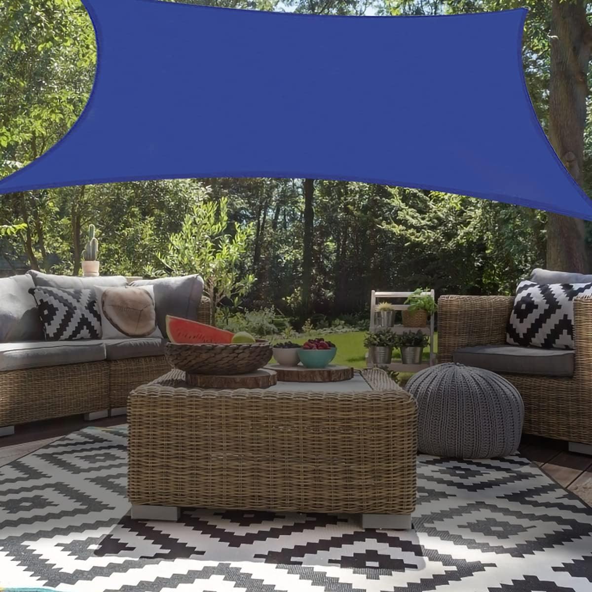Spinosaurus Outdoor Waterproof Sun Shade Sail Canopy Rectangle UV Block for Patio and Garden,Backyard Lawn (10'X10', Blue) : Patio, Lawn & Garden