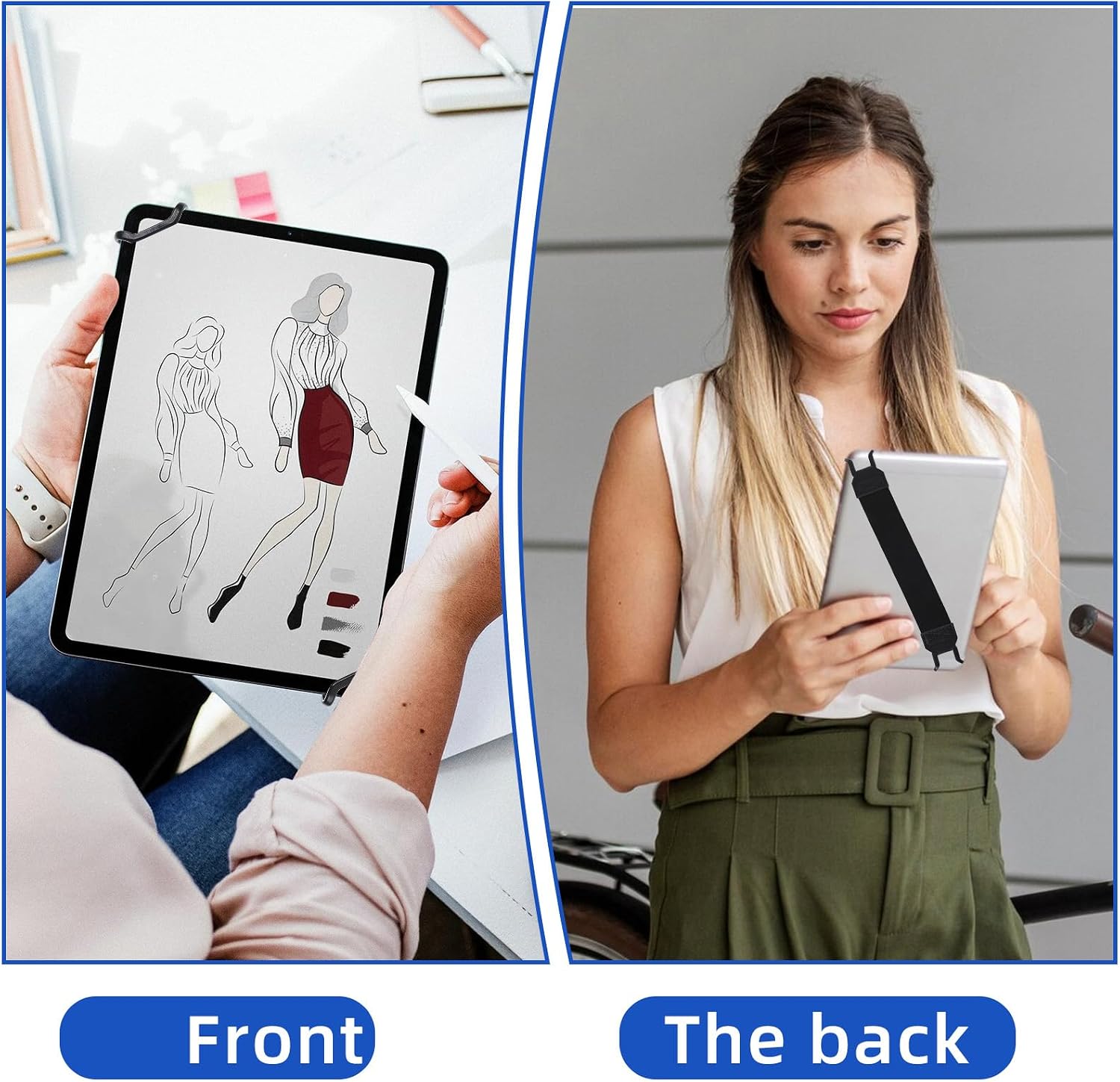 Ptwola Hand Strap Holder Universal Tablet Secure Grip Holder High Elasticity Finger Handle Bands Accessories Versatile Lightweight Bundle Strap Stretchable to 8.27-14.96 inches for Readers