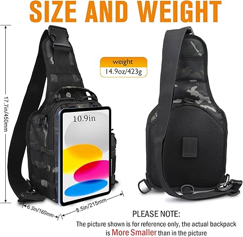 Miniatura 2 de Dovesun Mochila Pequeña de Pesca, Mochila Bandolera Impermeable para Pesca con Mosca con Cajas de Aparejos A-negro