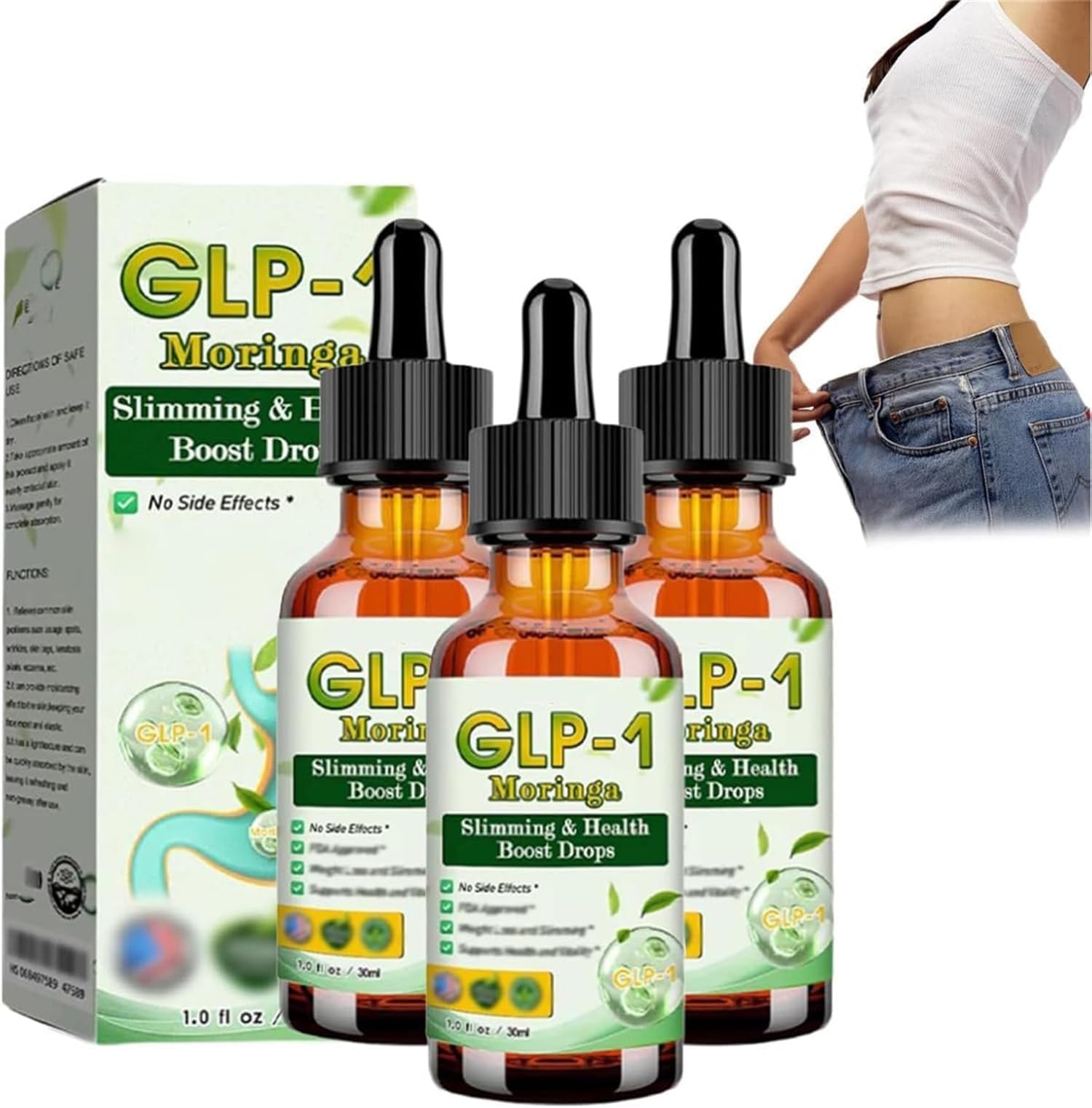HHVB GLP-1 Health Boost Drops,HHVB GLP-1 Moringa & Health Boost Drops,HHVB Organic Moringa GLP-1,GLP-1 Supplement Drop for Women and Men,Firming Skin and Body Shaping Care (3)