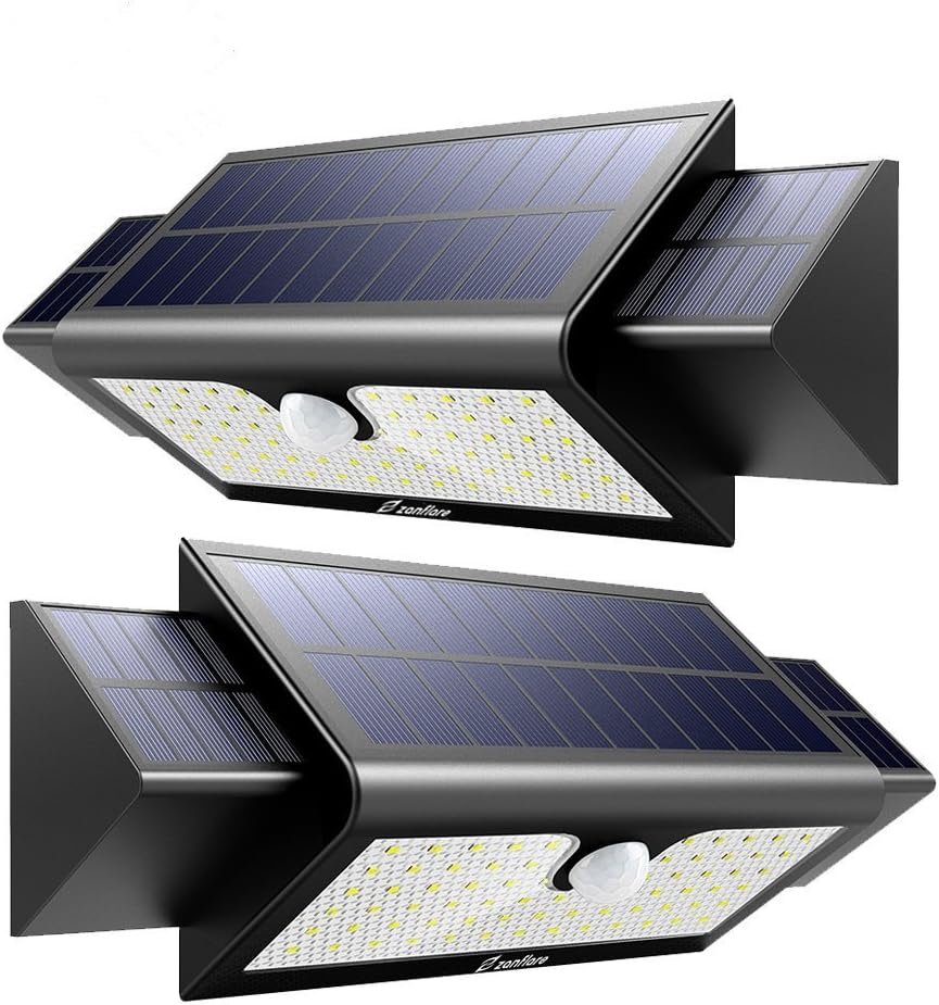 Solar Lights Outdoor, Zanflare Upgraded 71 LED Solar Motion Sensor Security Lights 2600mAh Solar Powered Lights Waterproof Wireless Wall Lights Solar Lamps with 3 Intelligent Modes (2 Pack)