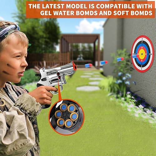 Miniatura 4 de Pistola de juguete Revolver con funda plateada  Pistola de bala suave de vaquero occidental de utilería revólver pistola de plástico para niños a