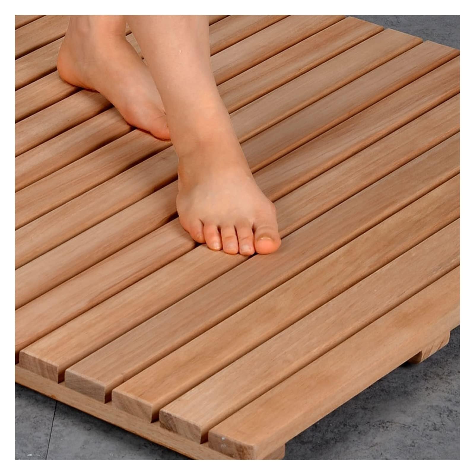 Tapis de douche antidérapant en bois avec évacuation rapide d'eau épaisseur 4.3cm