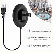 Vista 4 de Calentador de baño para pájaros para exteriores con bomba de agua, descongelador para baños de pájaros con control termostático y cable de 3.3 pies