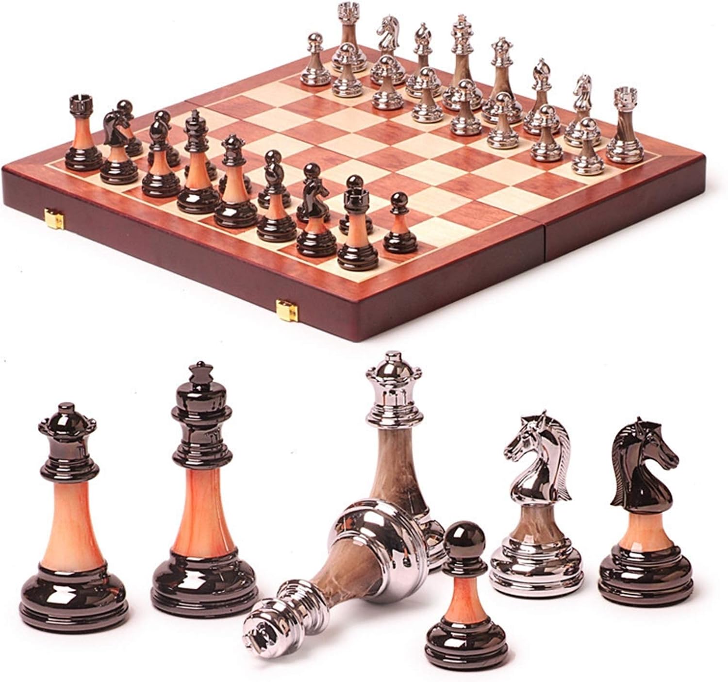 Plastic Chess Set Gift International Travel Folding Chessboard ABS Chess Pieces Chessman Set Set Portable Board Game Set (Color : 48x24x7cm) (48x24x7cm)