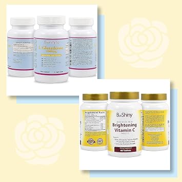 L-Glutathione Intracellular Antioxidant 1000mg (60 Capsules) and Vitamin C 1000mg (60 Tablets) — Even Tone Skin Bundle