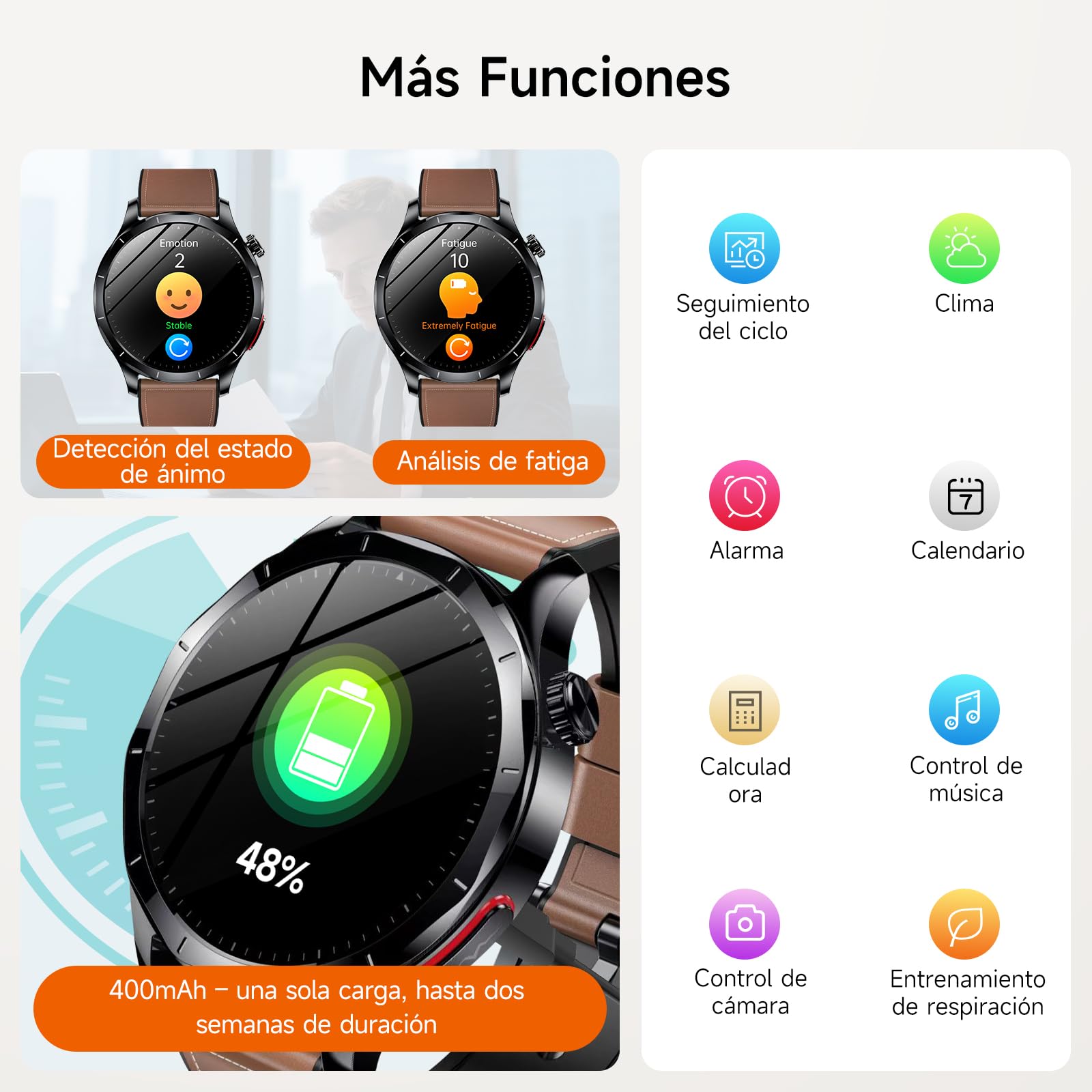 2026 Nuevo ECG Reloj Inteligente Hombre con HRV/BMI/Tension Arterial, 1.43“ AMOLED Smartwatch con 24H Pulsómetro SpO2 Temperatura Corporal Monitor de Sueño, Pulsera Actividad para Android iOS