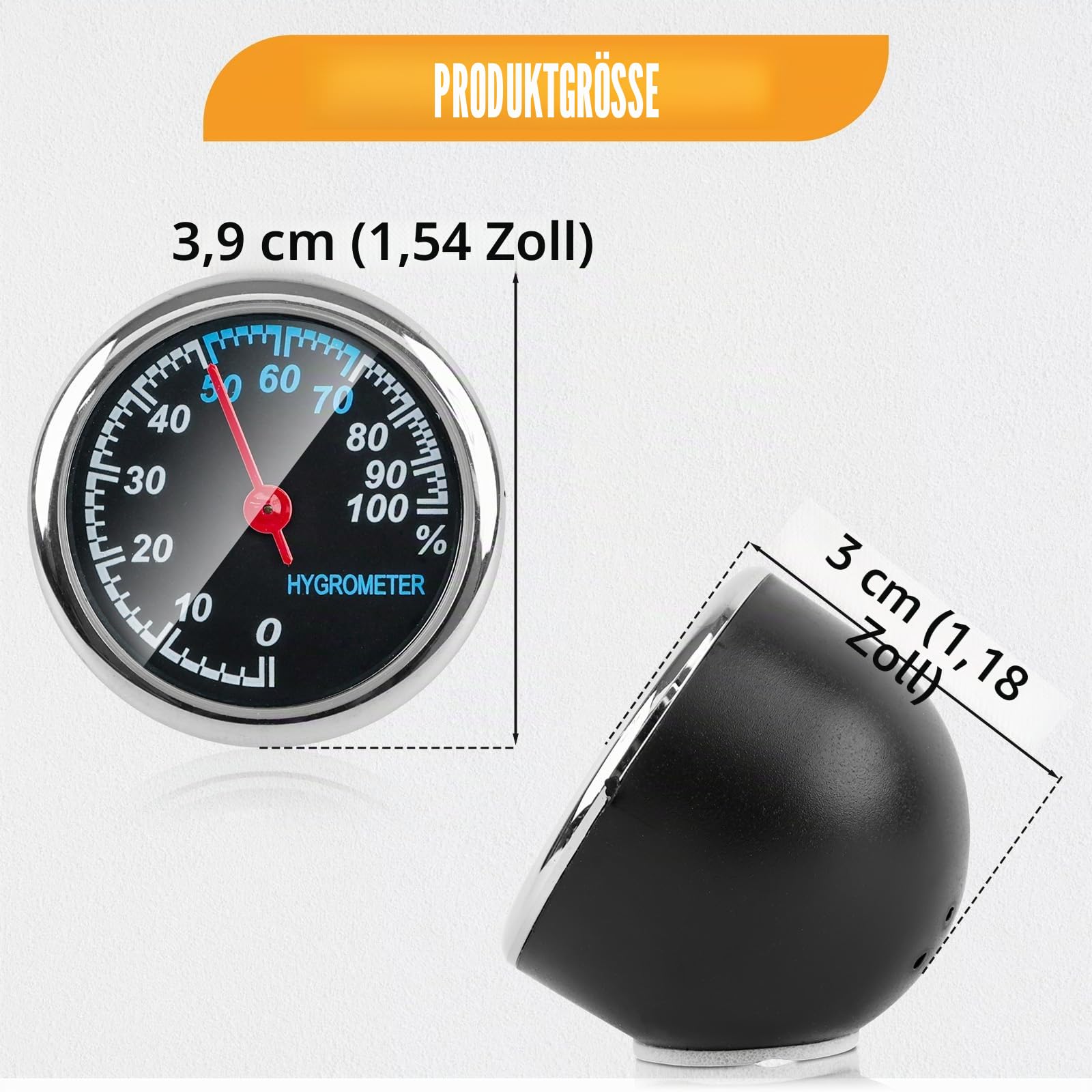 Riloer Elektronische Auto-Uhr mit Zifferblatt + Thermometer + Hygrometer 1 Set 3 Stück