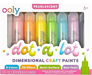 Ooly Dot-a-Lot 3D Dimensional Craft Paint, Pearlescent Set of 8 - Multi-Surface Paint for Dot Painting, Decorating, and Textured Art Projects