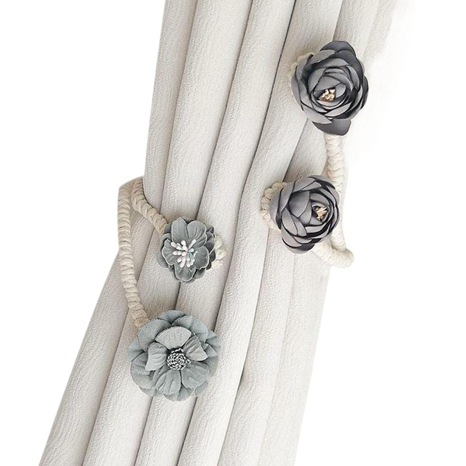 2 Pack Blossom Twist Window Drapery Holdback Clips Elegant Florals Curtain Tiebacks for Bedroom Kids Room Nusery Decors Rose Curtain Holdbacks