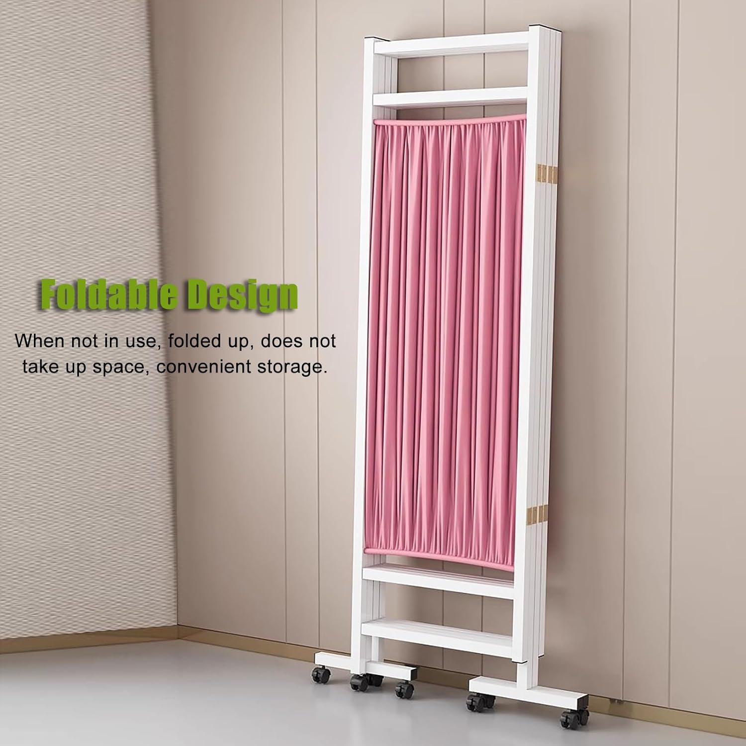 Privacy Screen Divider Portable with Wheels - Metal Iron Frame, 3 Panel Indoor Room Partition, for Hospital/Clinic - Easy Mobility and Privacy Solution