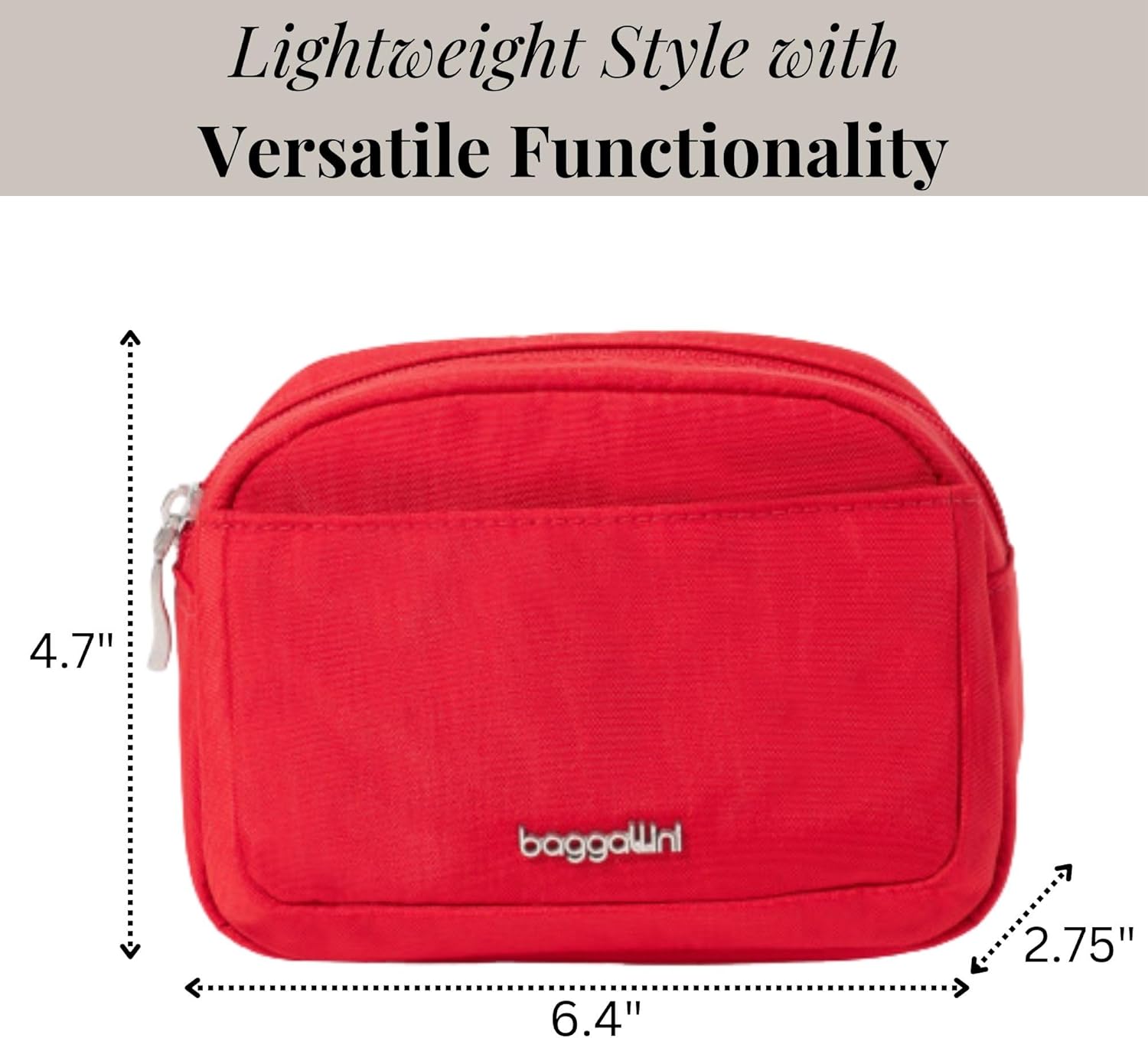 Baggallini Women's Pocket Cosmetic - Lightweight Bag - Travel Essentials Makeup Organizer Small