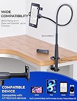 Vista 2 de Soporte de cuello de ganso con pasador de páginas para Kindle: soporte de brazo de cama ajustable para lectura sin manos, accesorios Kindle