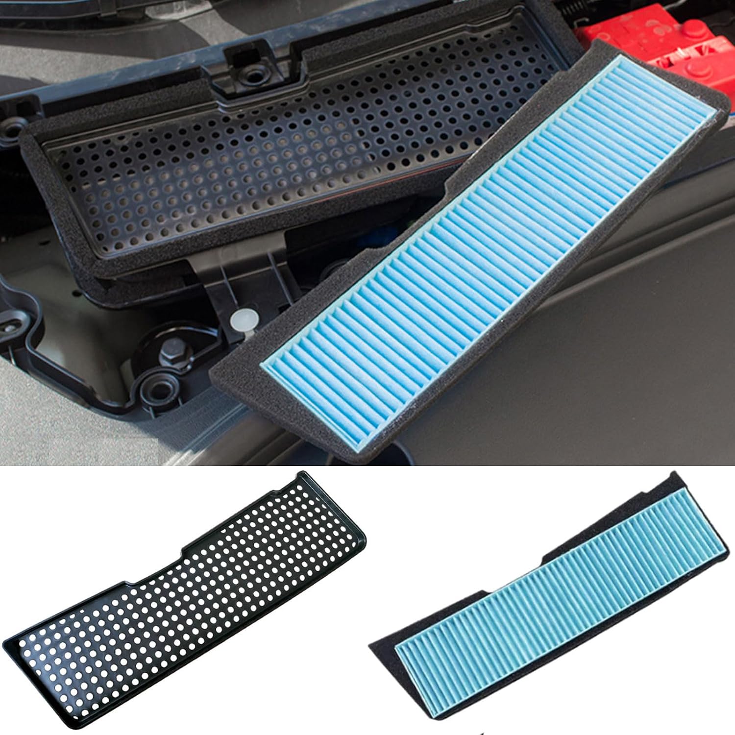 Air Intake Filter and Grille Cover for Model 3, Air Intake Grille Vent Cover Replacement, Air Intake External Accessories Replacement Compatible with Tesla Model 3 2021-2024 2Pack Set