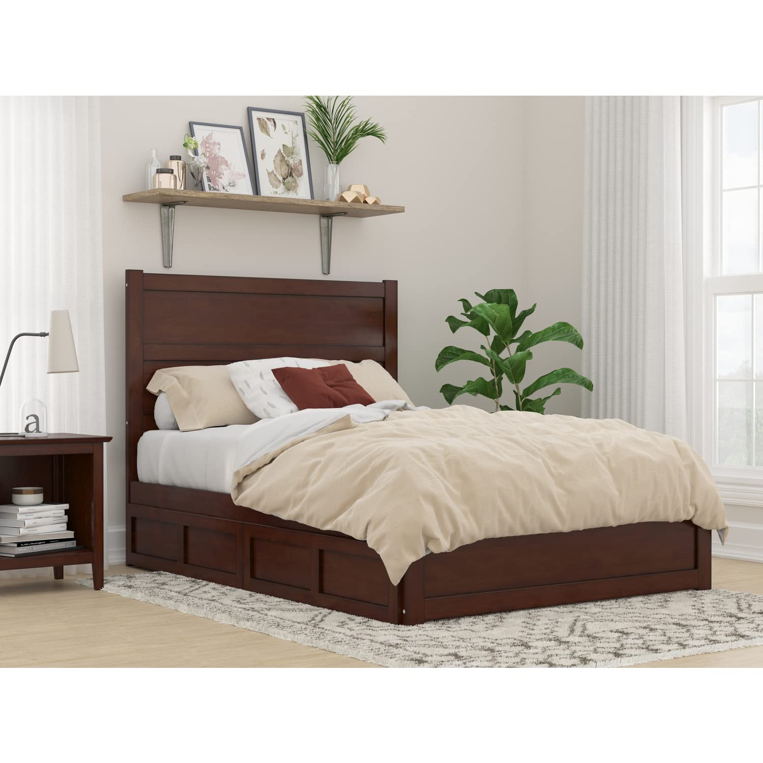 AFI NoHo Full Size Platform Bed with Footboard & Storage Drawers in Walnut (Box 1 of 2)