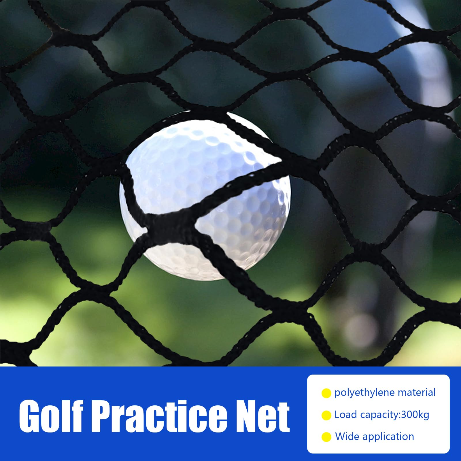 Siatka do ćwiczeń golfowych 3 m – siatka golfowa Driving do odboju, trening pola, siatka sportowa 3 x 3 m, zakres jazdy z tarczą celową, wytrzymały poliester, szybki montaż, w zestawie śledzie i torba