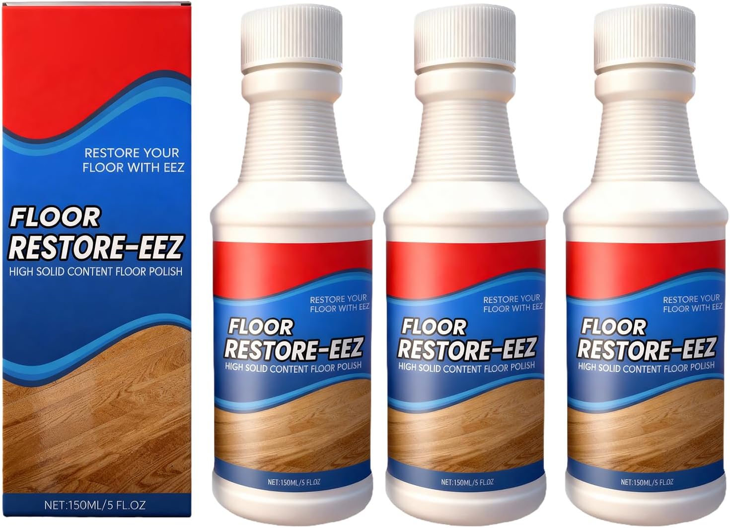 RAINPOT Floor Restore Cleaner, High Solid Content Floor Polish for Shine Renewal & Protective Layer, Helps Conceal Small Scratches, Quick-Drying Protective Finish (3 PACk)
