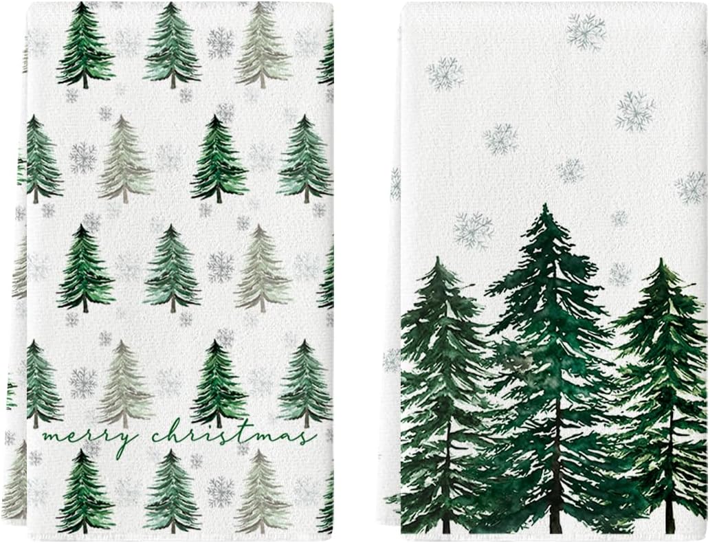 Artoid Mode Xmas Tree Merry Christmas Kitchen Towels Dish Towels, 18×26 Inch Holiday Snowflakes Winter Decoration Hand Towels Set of 2 Artoid Mode Xmas Tree Merry Christmas Kitchen Towels Dish Towels, 18×26 Inch Holiday Snowflakes Winter Decoration Hand Towels Set of 2