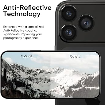 FLOLAB NanoArmour for iPhone 17 Pro Max/iPhone 17 Pro Camera Lens Protector - Anti-Reflective, Durable Tempered Glass with Aluminum Ring, TruColors, Ultra Clear, Easy Install - Black