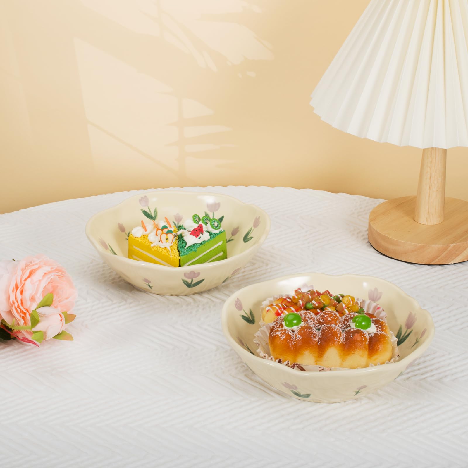 Amazon.com: Koythin Salad Bowls Set of 2, Cute Purple Tulip Flower