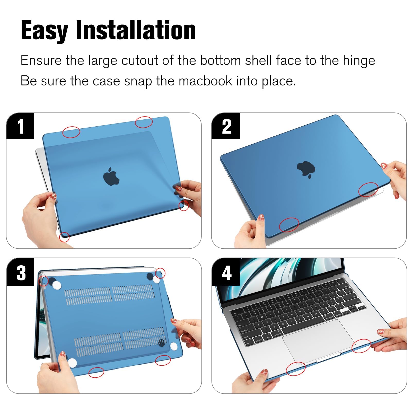Dl3 Mobilak Compatible with MacBook Air 13.6 inch Case M3 A3113 M2 A2681 Touch ID, Protective Hard Shell Cover for MacBook Air Case M2 M3 13 inch Chip 2024 2023 2022 Release (Blue)