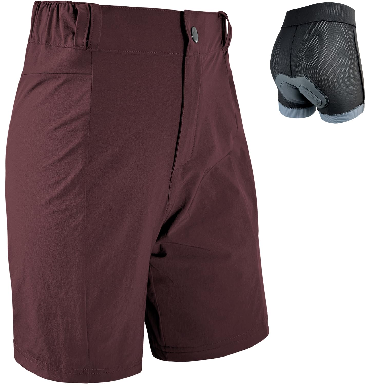Wulibike Pantaloni da ciclismo da donna, 2 in 1, imbottiti, per mountain bike, da donna, con imbottitura, per equitazione, ciclismo, ciclismo, con chiusura lampo