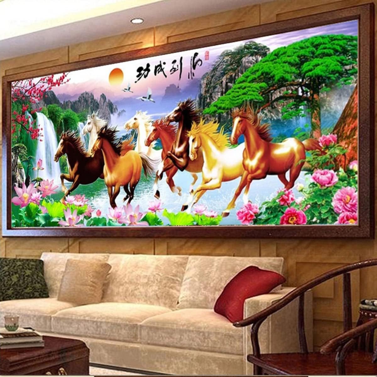 Instarry 5D Diamond Painting Kits for Adults Full Drill Galloping Horse Rhinestones Embroidery Room Decor 59.1x23.6 inch