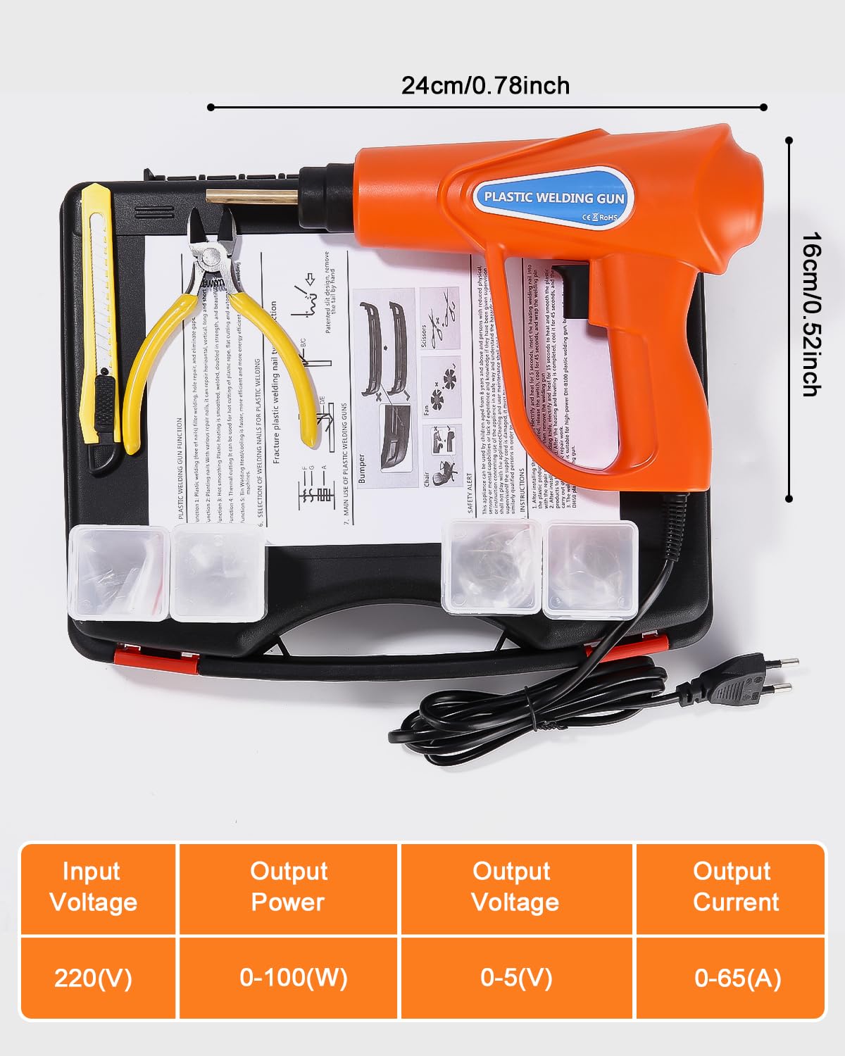 70W Plastica Saldatrice, Kit di Riparazione Paraurti Auto, Plastica Riparazione Saldatura Kit con 600PCS Caldo Cucitrice, Saldatore Pistola Riparazione Macchina, Saldatrice per Plastica Riparazione