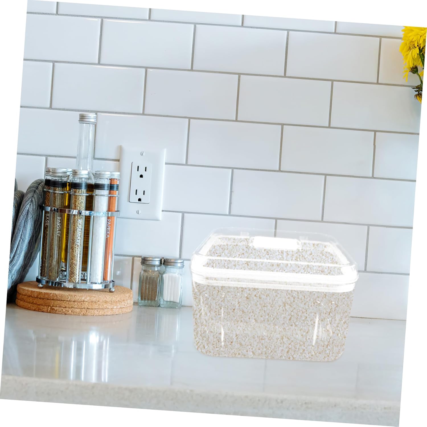 Large Airtight Rice Storage Container Capacity Kitchen Food Bin for Dry Grains Beans Cereal Flour Thickened Material Moisture and Storage Box
