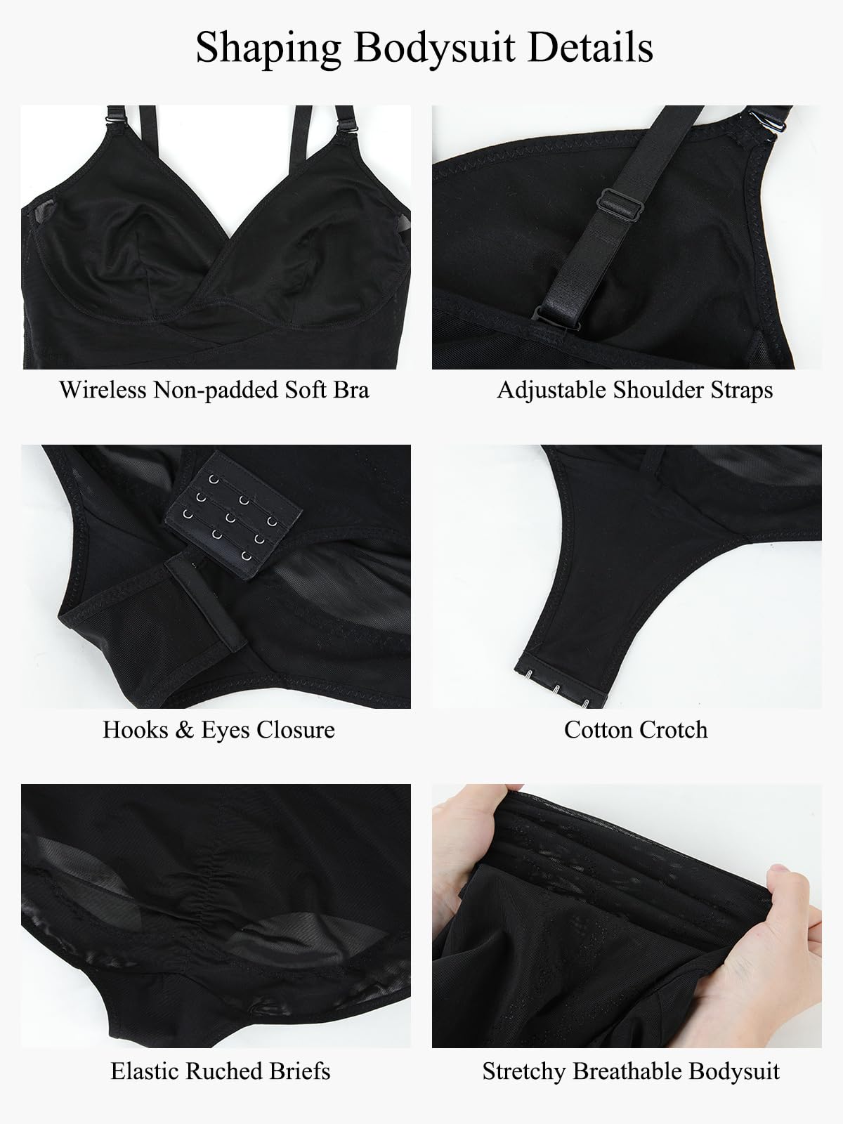 SHAPERIN Damen Bauchweg Body Shaper V-Ausschnitt Formender Body Taillenformer Nahtlose Miederbody Bodysuit Top