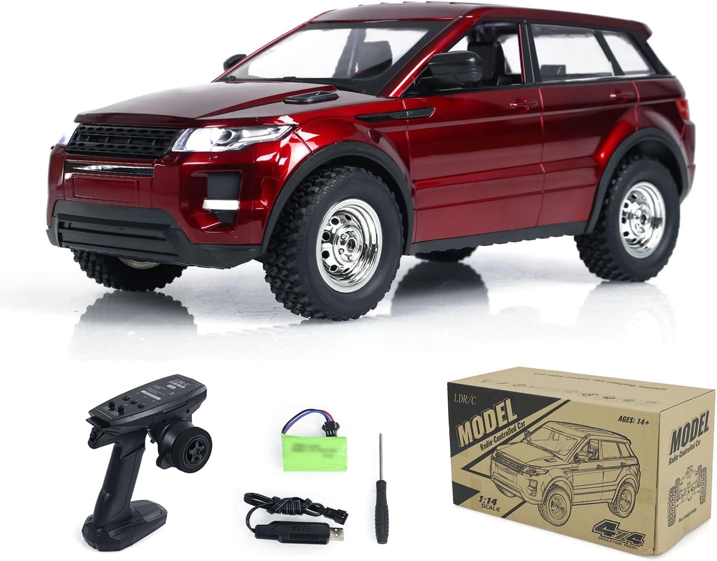 LDRC 1/14 4X4 RC Crawler Car 4WD Radio Control Off-Road Vehicles Model LD1299 Motor Servo ESC Light System RTR Crawler Model