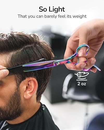 Miniatura 55 de ULG Tijeras de corte de pelo, tijeras de barbería profesional, tijeras de peluquería, tijeras, navajas para el adelgazamiento del cabello, tijeras