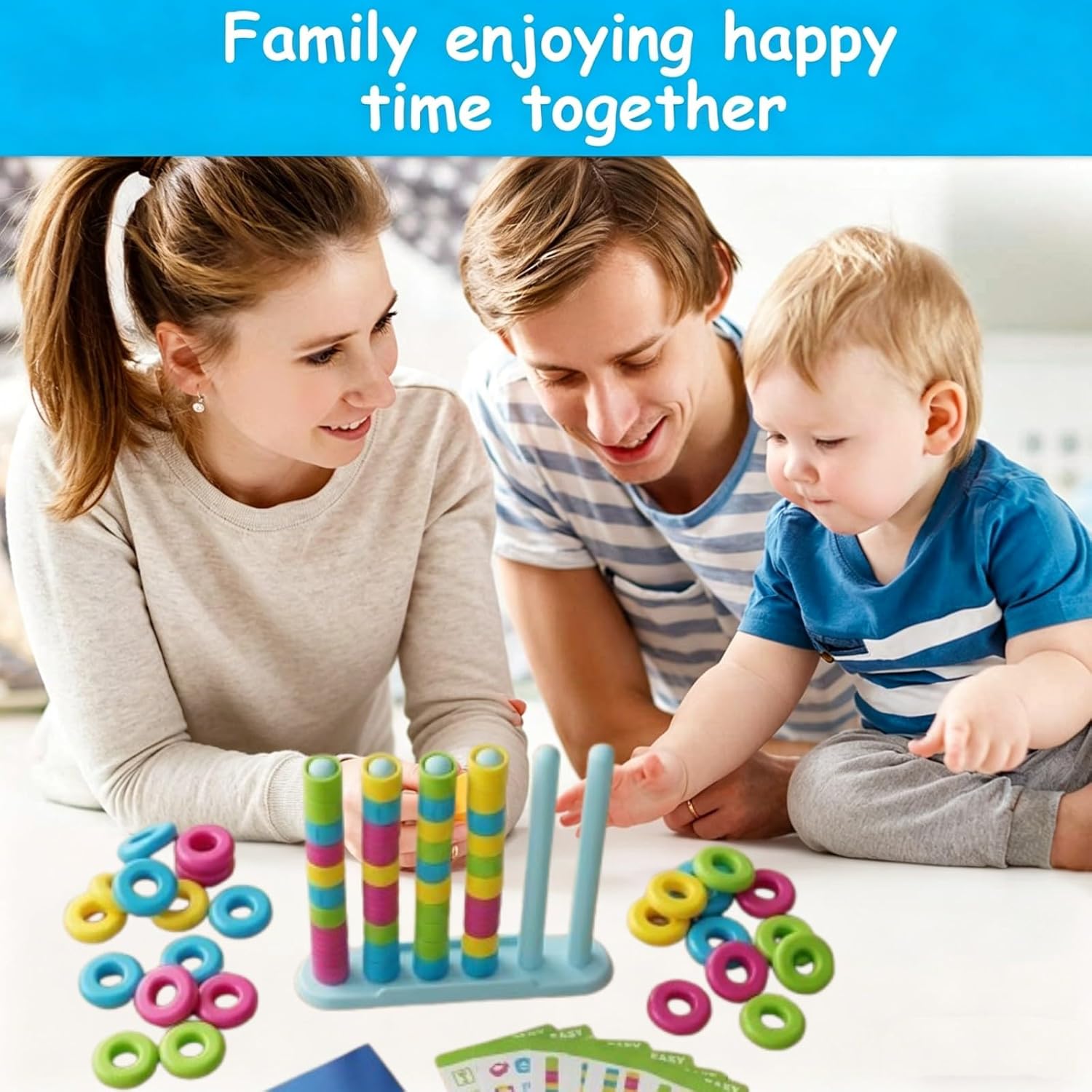 Color Matching Challenge Game, Fast Pattern Match Ring Stacking Puzzle Stack Games with 50 Puzzles, Hand Eye Coordination Training for Group Party and Family 2-4 Players Indoor/Outdoor