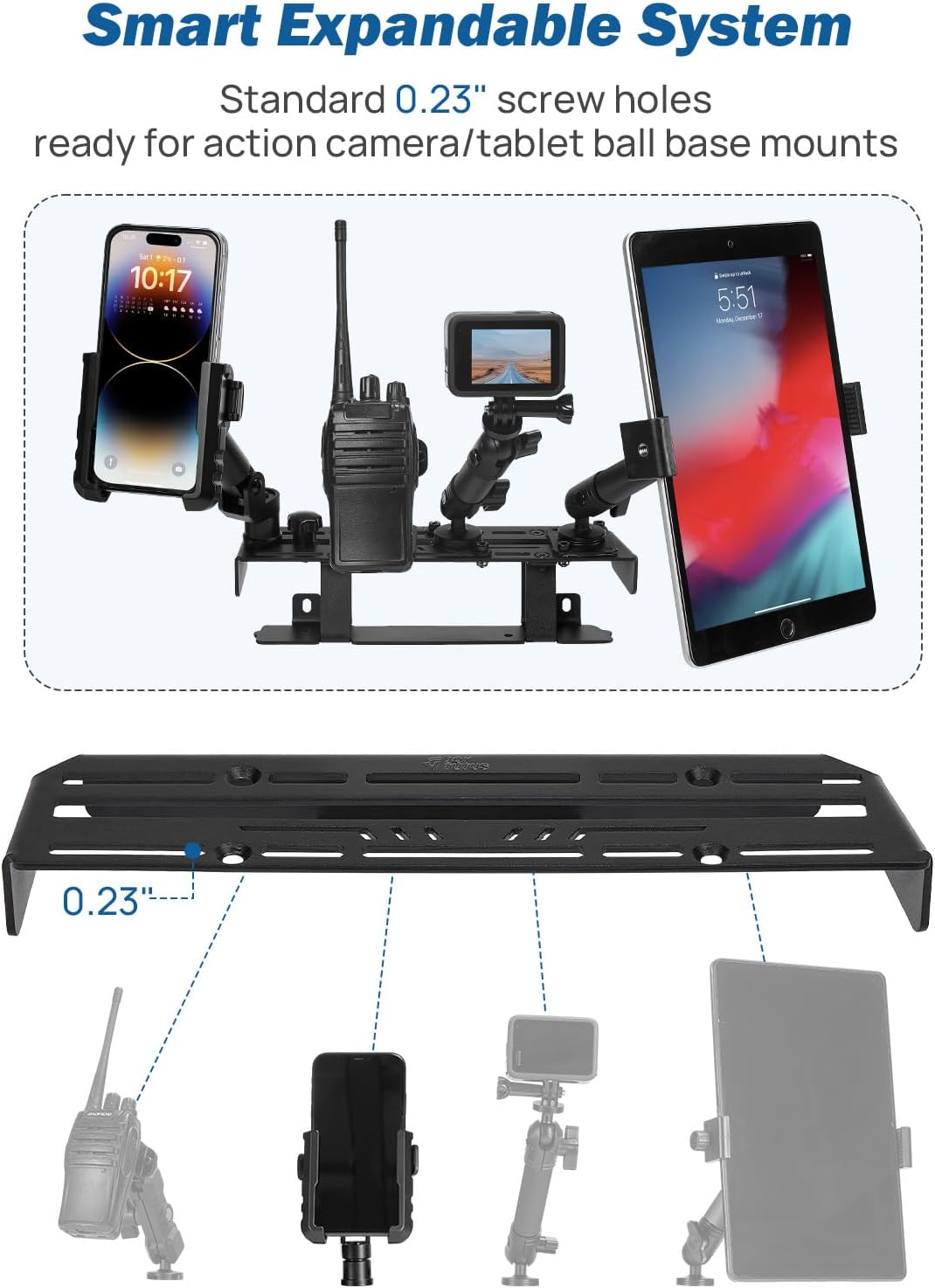 JOYTUTUS Metal Dash Phone Mount Holder Compatible with 2023+ Colorado & Canyon| Custom Fit Phone Mount Expansion Platform| One-Hand Adjustable Clip