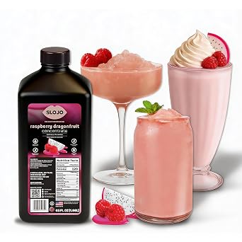 SLOJO Raspberry Dragonfruit Concentrate Tropical Fruit Flavored concentrate for Cocktails, Mocktails, Smoothies, refreshers, sodas & Desserts 1.86 Liter | 12 gallon | 63 fl oz